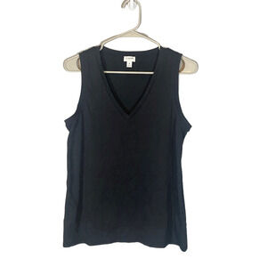 J. Crew Black V-Neck Tank Top Women Lightweight Casual Basic Sleeveless Top Sz M